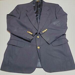 H. Freeman & Son Men's Wool Sport Coat Solid Dark Navy Blue Pattern 2 Button